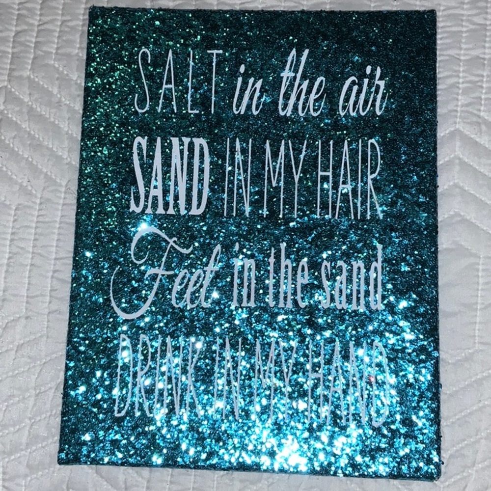 Blue glitter canvas